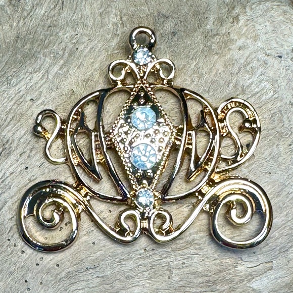 NEW Large Rhinestone Cinderella Carriage Pendant diy Jewelry Making Charm - Picture 2 of 14